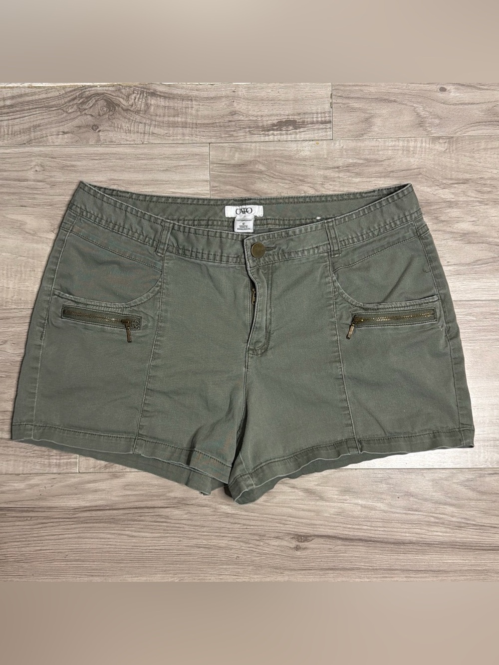 Cato Olive Utility Cargo Shorts with Zip Pockets